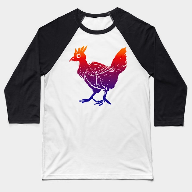 Colourful Hen Baseball T-Shirt by Nikokosmos